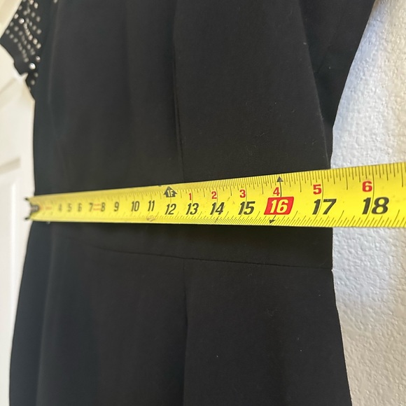 Calvin Klein black shift dress cap sleeves silver accents - Picture 3 of 9